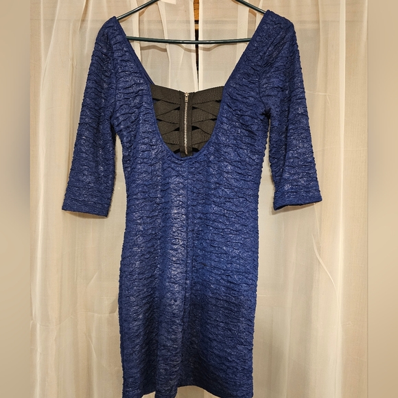 Blue and Gold party dress bodycon size L - Picture 2 of 4